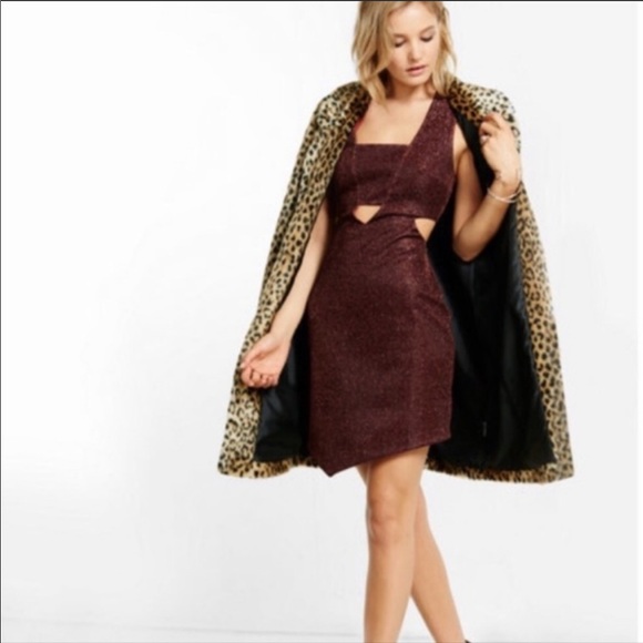 Express Glitter Cut Out Sleeveless Mini Dress - Picture 1 of 12